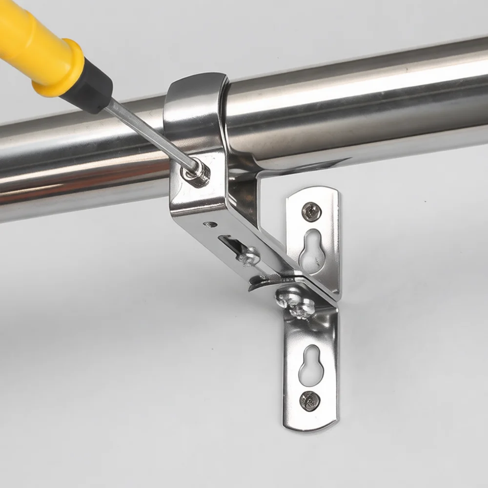 Modern Adjustable Curtain Pole Bracket Stainless Steel Wall Mount Support For Single Double Rome Rod Window Blind Hardware