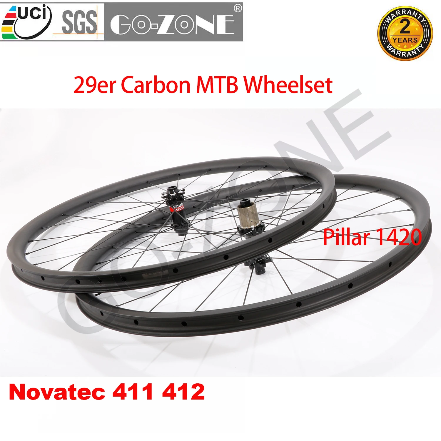 Bike Parts 29er MTB Wheels Carbon Light Tubeless Straight Pull Novatec 411 412 Thru Axle / Quick Release MTB Novatec Wheelset