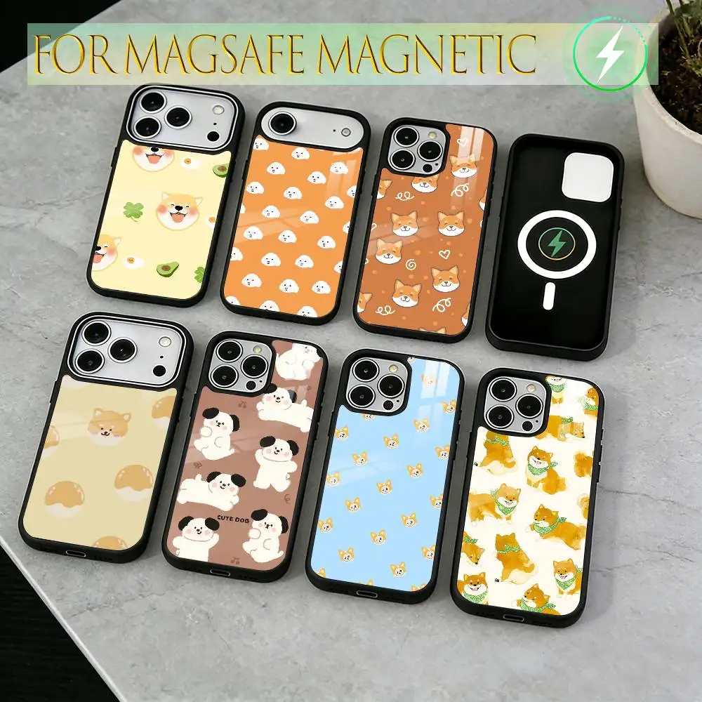 

Cute puppy illustration patter Phone Case For iPhone17,16,15,14,13,12,11 Plus,Pro Magnetic For Magsafe Wireless Charging