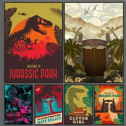 Jurassic Park Dinosaur World Movie Poster Retro Illustrations Canvas Painting Print Wall Art Pictures Living Room Bar Home Decor