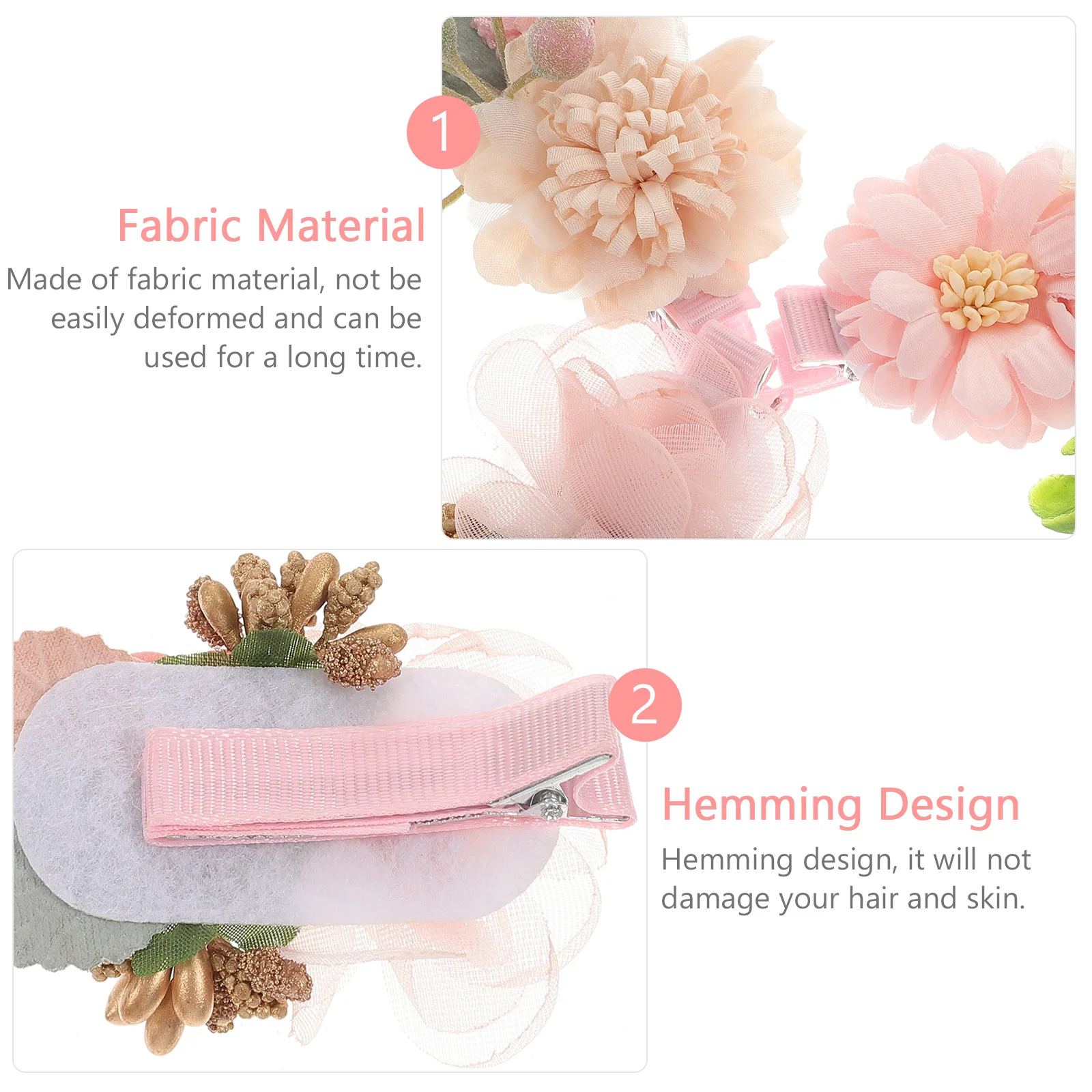 

3pcs Floral Hair Clips for Girls Kids Baby Toddler Decorative Barrettes Flower Hair Accessories Small Fabric Sturdy Comfortable