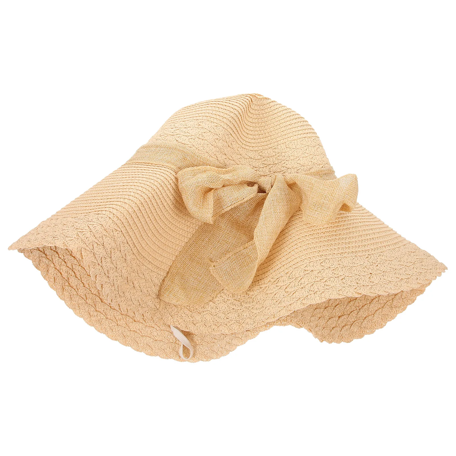

Summer Sun Protection Hat Wide Brimmed Straw Braid Beach Cap Outdoor Activities Lightweight Breathing Comfortable Travel Party