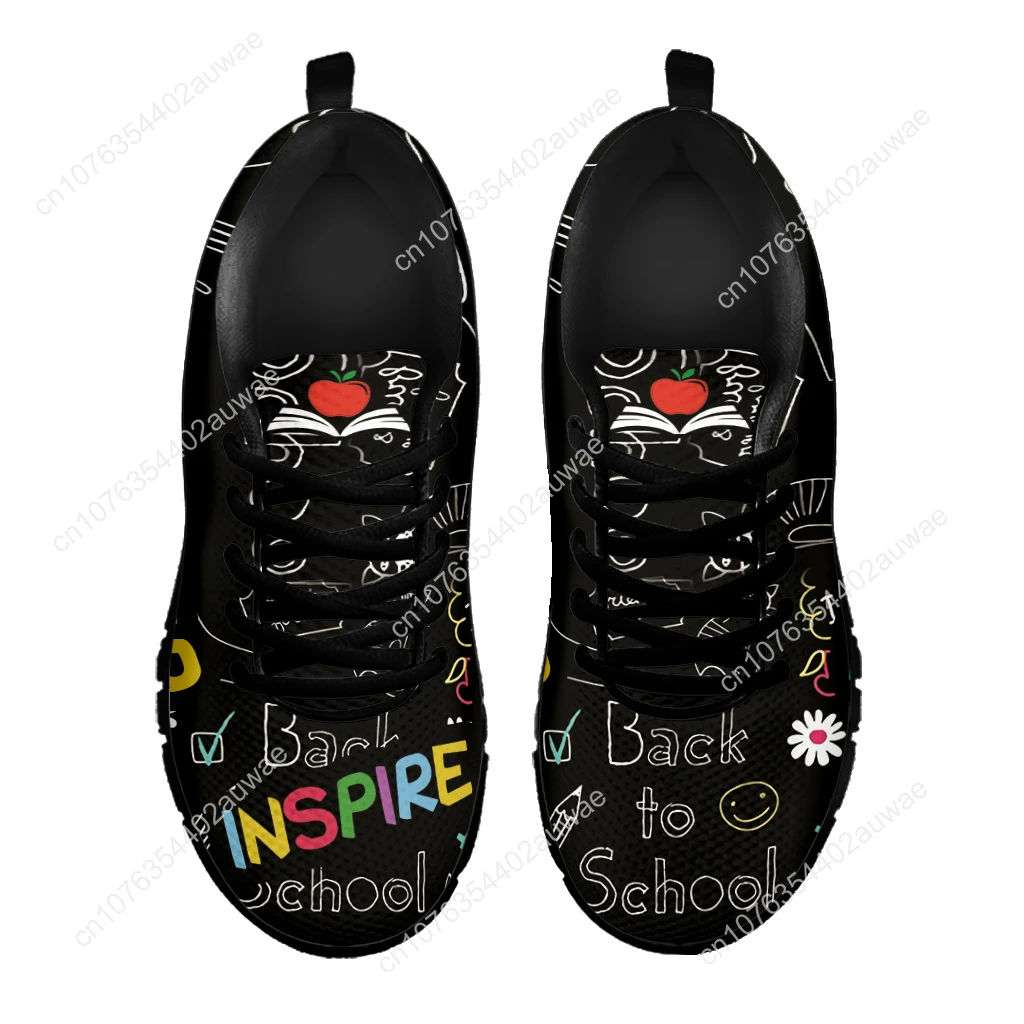 Teacher Print Fashion Black Soft Sole Lightweight Lace-up Shoes Comfortable And Breathable Summer Sneakers Zapatos