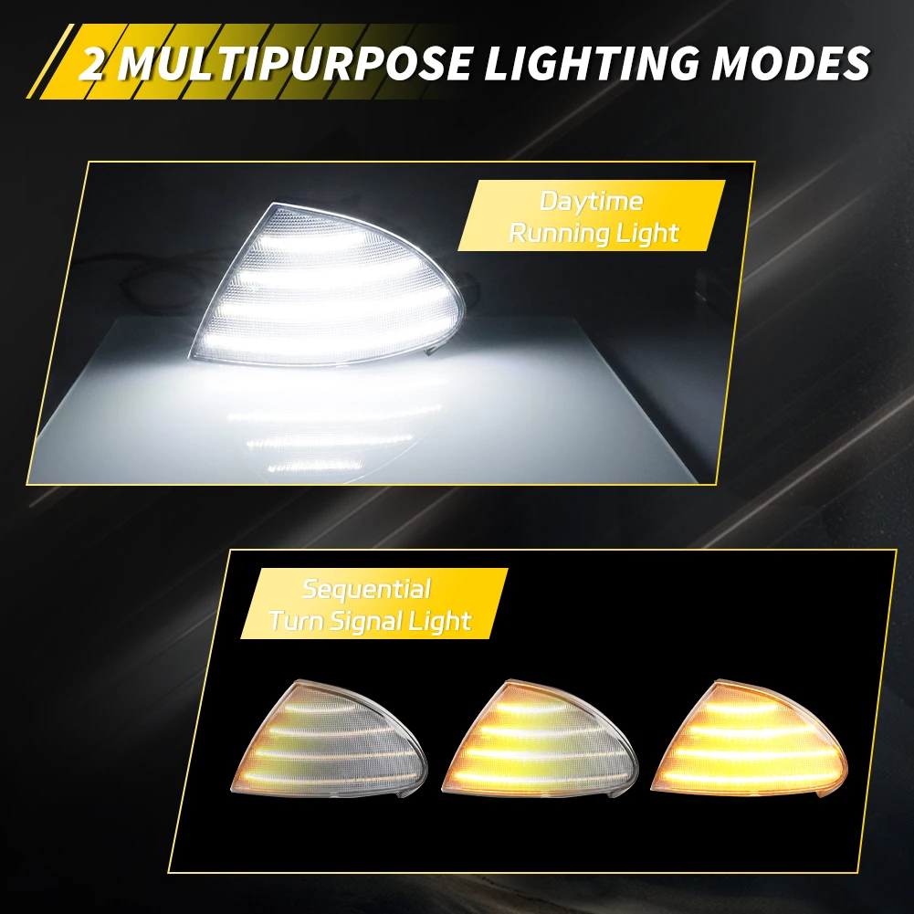 2 قطعة ضوء الزاوية الأمامية مصباح إيقاف السيارة بدوره مصباح إشارة ث/LED ل 1999 2000 2001 BMW 323i/325i/325xi/330xi/330i/328i E46 سيدان