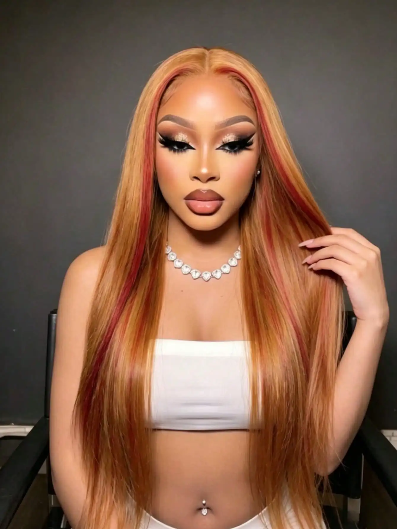 180 Density Highlights Brown Natural Straight Lace Closure Wigs Human Hair Pre Plucked Honey Blonde With Brown Bone Straight Lace Front Wigs Human Hair For Beginner Friendly Brazilian 13x4 HD Transparent Lace Frontal Wig For Women