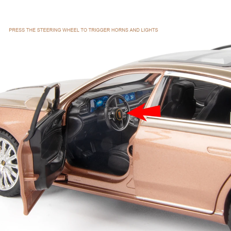 1/24 Hong Qi H9 Alloy Luxy Car Model Diecast Toy Vehicles Metal Car Model Simulation Sound Light Collection Decoration Kids Gift