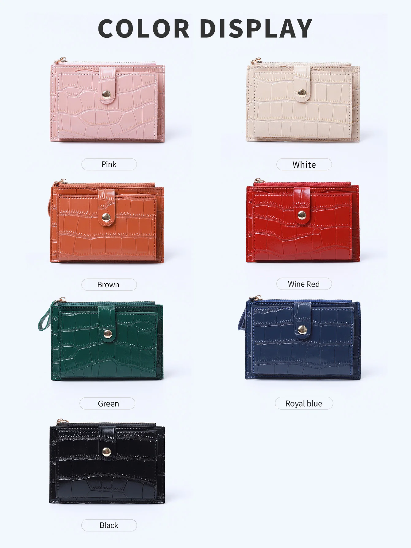 Mini Minimalistischer PU-Leder Kartenhalter für Damen, Stilvolles Krokodilmuster, Kreditkartenhalter, Kleine und Tragbare Geldbörse mit Reißverschluss – Detail 4