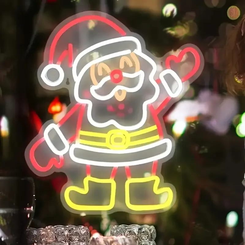 Santa Claus Neon Sign USB Powered Wall Hanging Switch Control Multipurpose No Battery Festive Holiday Decorative Lighting
