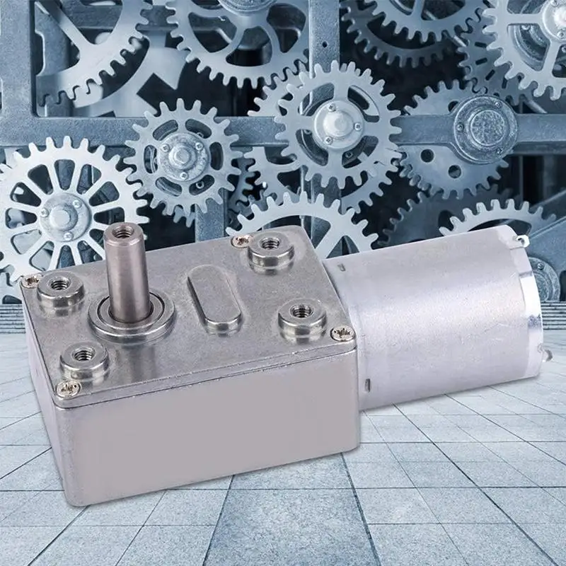 370 Reversible High Torque Worm Geared Motor DC 6/12V Reduction Motor CW/CCW Electric Drive Motor 5/10/20/25/30/40/50/100/150RPM