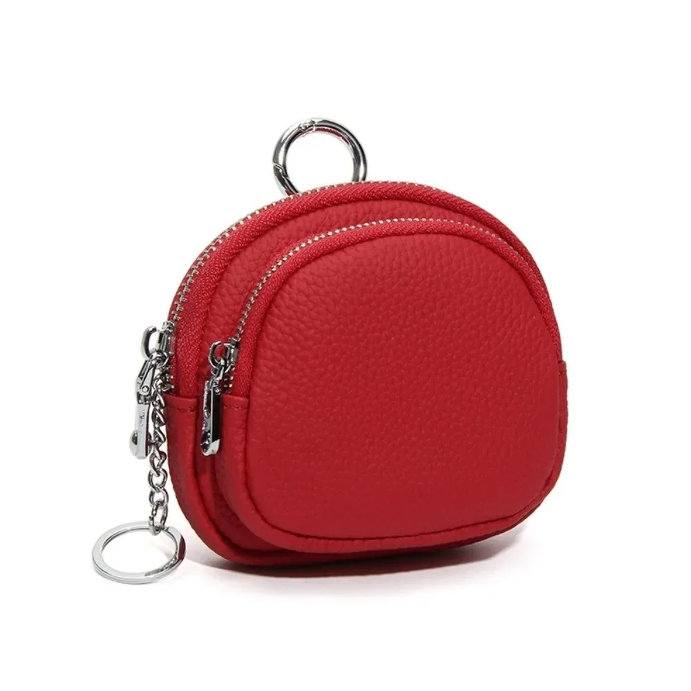 Genuine leather Versatile Portable Coin Purse Pouch Wallet Key Ring Round Bag Anti-splash Water Classic Mini Money Bag Women