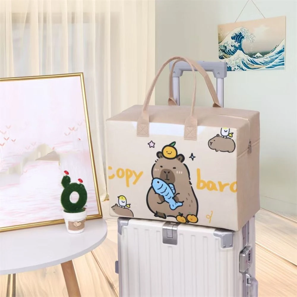 New Portable Capybara Felt Travel Bag Luggage Panda Tote Bag Shoulder Bag Large Capacity Handbag Women