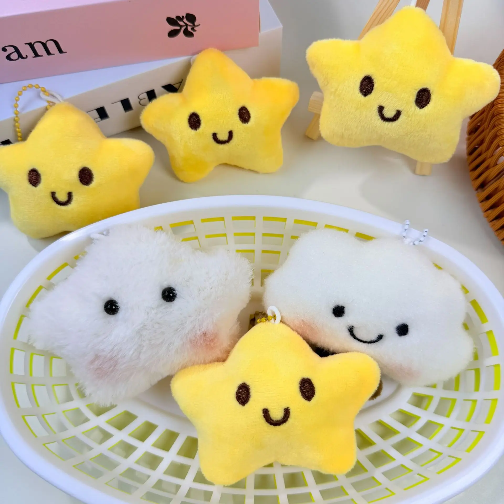 Cute Plush Star Pendant Plush Cloud Keychain Soft Squeaky Bag Charm Backpack Decoration For Teen Girls Small Event Gift