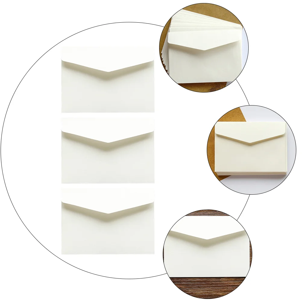 100 Pcs Mini Blank Envelope Document Storage Bag No Word Envelopes Mail Sack Cards Wrapping Paper Letter Packaging White