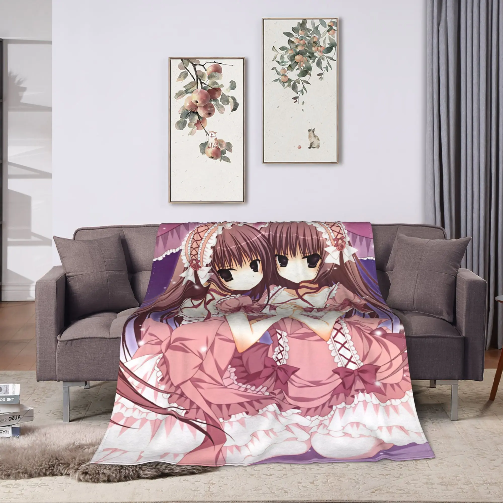 Soft Warm Blanket Child Decorative Anime N-Nekoparas Throw Blanket  Flannel Bedspread For Outdoor Fluffy Sofa Bed Cover