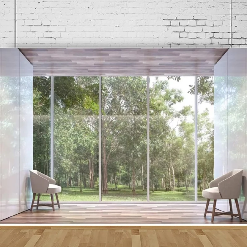 Photography Backdrop French Transparent Glass Window Nature Green Plants Chair House Interior Room Background Portrait Shooting