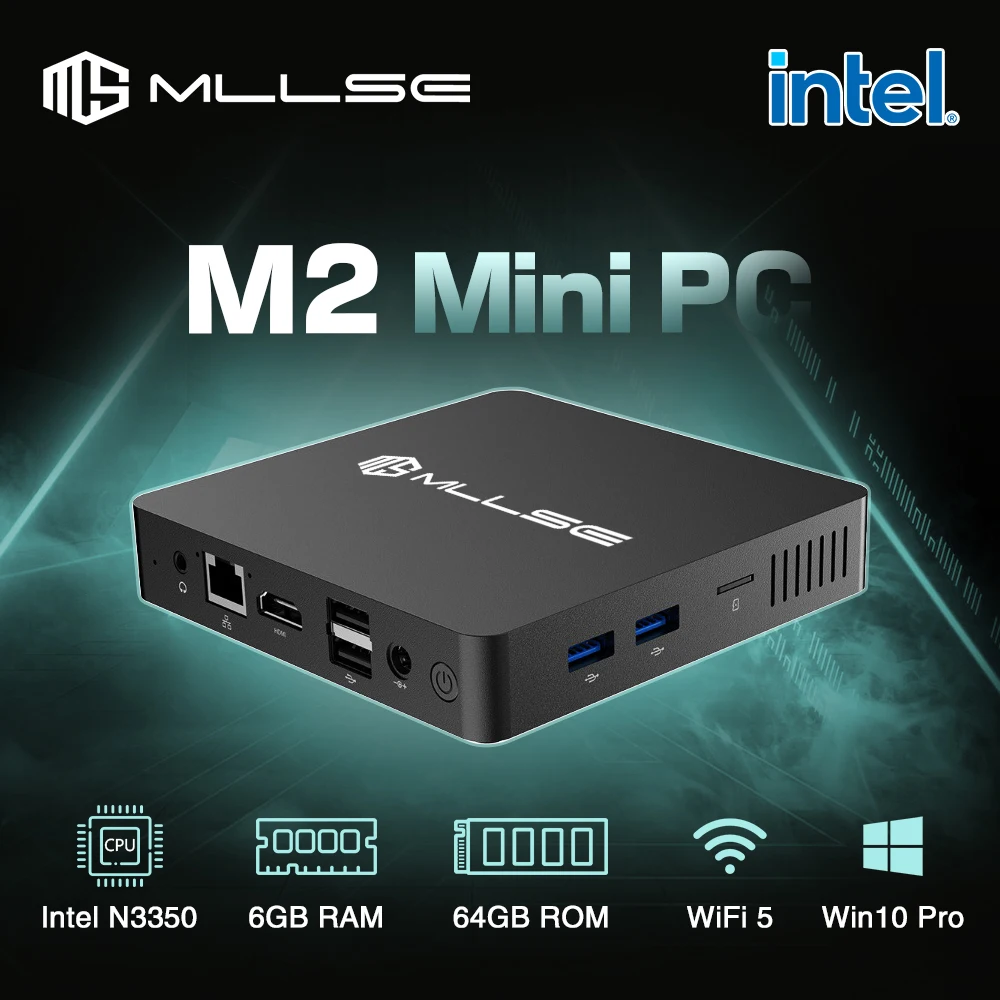 MLLSE-Mini PC Intel Celeron, CPU N3350, 6 GB de RAM, ROM 64 GB, USB 3.0, Win10, WiFi, Bluetooth 4.2, Computador Portátil Desktop