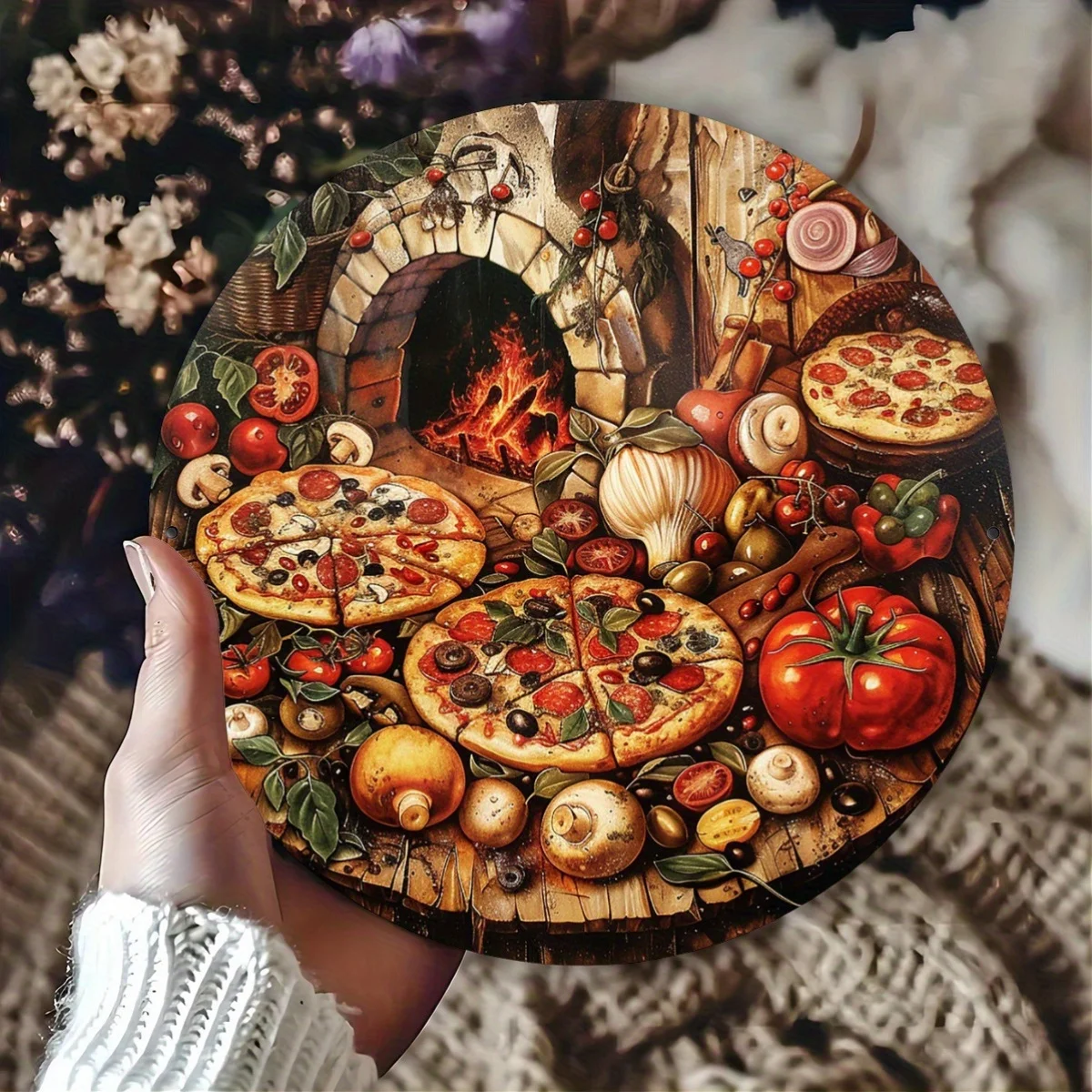 2D Flat - [2D Flat] 2D Plane, 1pc 20X20 Cm Metal Iron Sign, Retro Pizza Theme Wall Decoration, 2D Printed Metal Sign, Indoor And