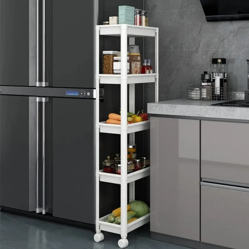 

5-Tier Slim Bathroom Storage Cart with Rolling Wheels,Kitchen Rolling Utility Cart for Narrow Space,