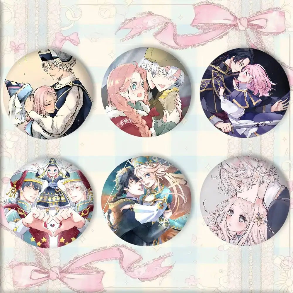 Classic Anime N-Nina The Starry Bride Manga Badge Tinplate Round Laser Brooch Clothes Backpack Accessories Lapel