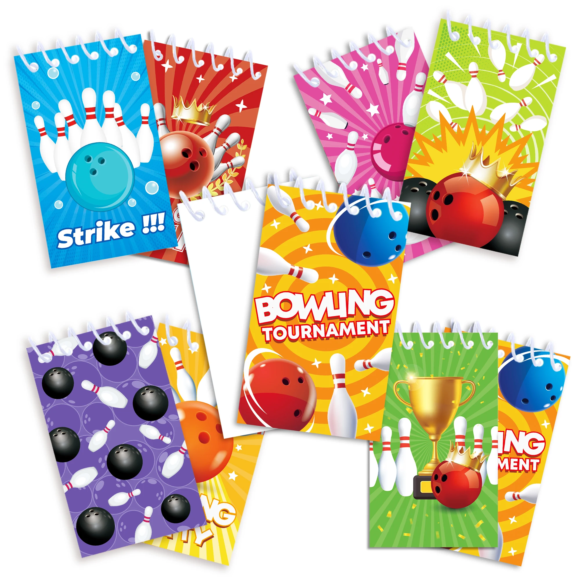 8pcs Bowling Sports Theme Mini Spiral Pocket Notebooks Memo Pad Coil Booklet Notepads For Office Stationery School Diaries