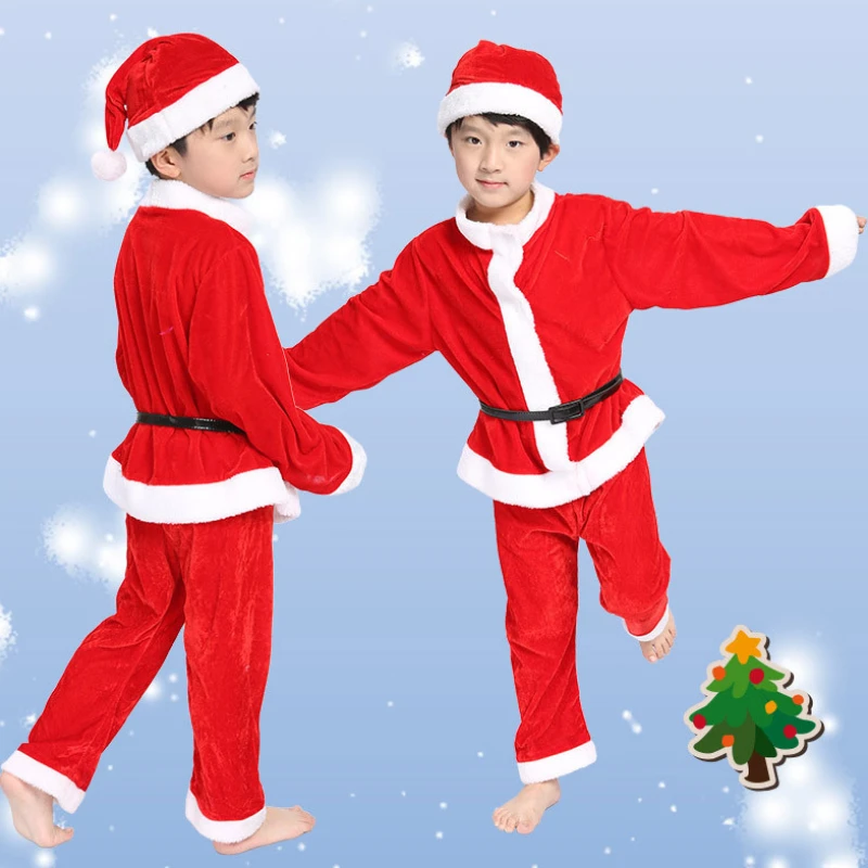 Traje de Papá Noel de lujo para niños y niñas, traje de Navidad de Año Nuevo, sombrero de Cosplay de Papá Noel, pantalones superiores, conjunto Vintage ruso, nuevo