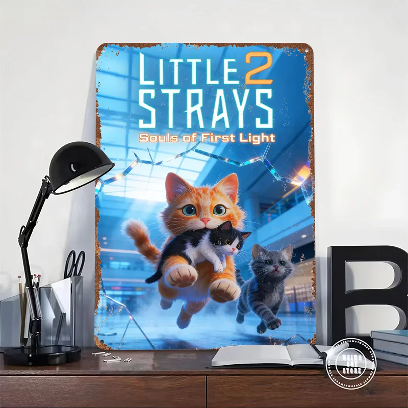 Little Stray 2 Souls of First Light Game Art 3D Texture Printed Poster Custom Vintage Metal Tin Plate Sign for Wall Art Man Cave