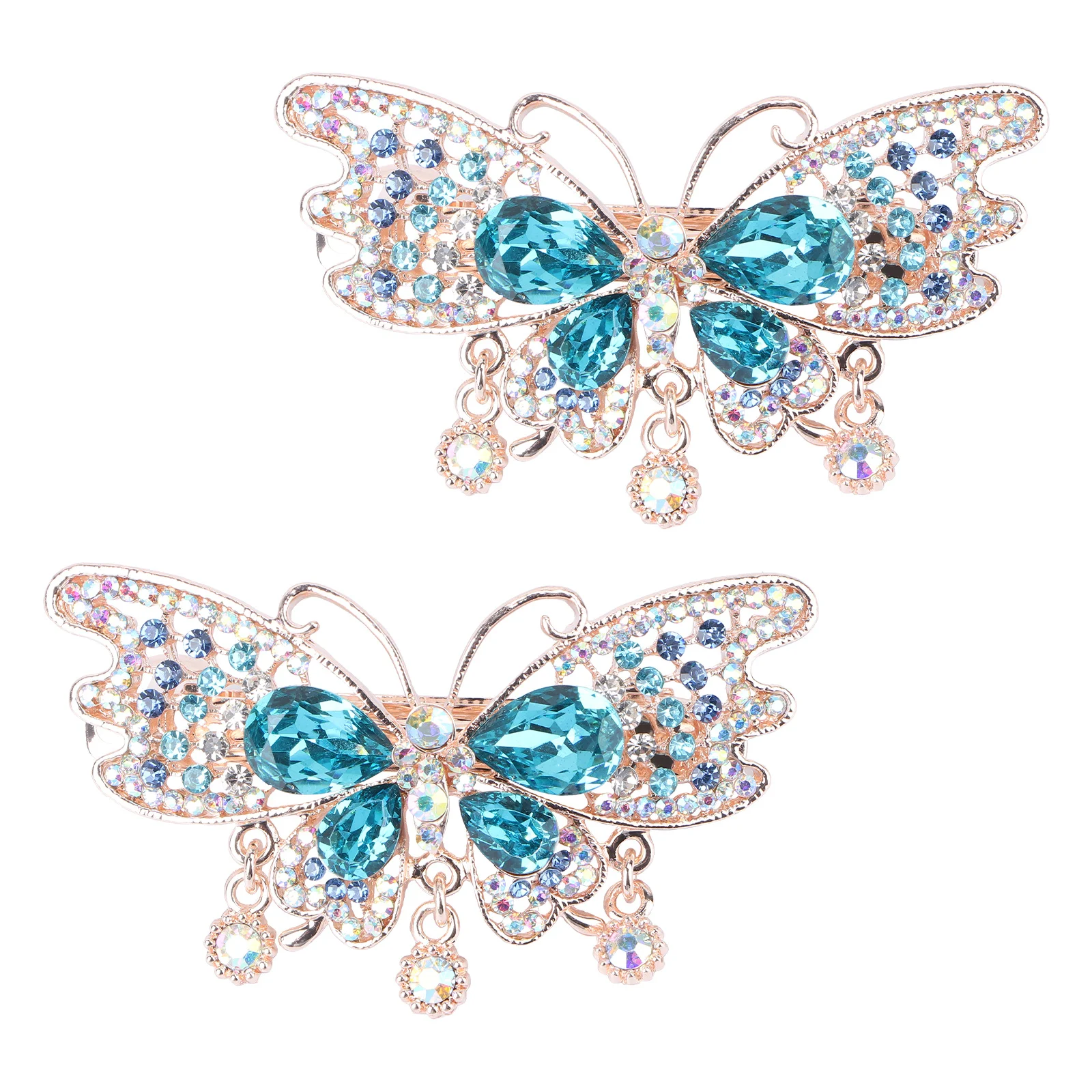 

2pcs Crystal Barrettes Women Clips Automatic Spring Hair Clip For Medium Thick Hair Fashion Ponytail Holders Female Hairpins