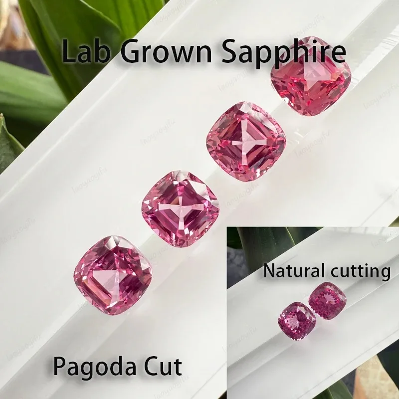 

Lab Grown Sapphire Pink Color Cushion Pagoda Natural Cut Charms Gemstone for DIY Jewelry Making Materials Selectable Certificate