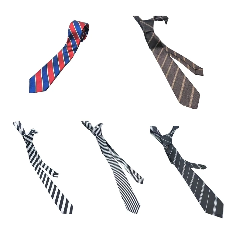 Uniform Black Ties for Senior High School Girl Uniform Striped Black Striped Preepy Look Adjustable Neck Ties