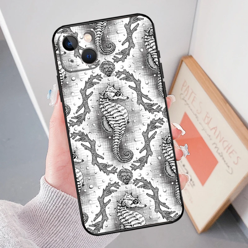 Seahorse Case Cover For iPhone 16 12 13 Mini 11 14 15 Pro Max Plus X XS XR SE 2020 SE 2022 Coque