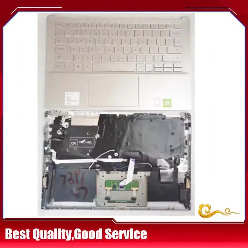 

YUEBEISHENG 95%New/org For DELL Inspiron 7000 7391 Palmrest US keyboard Upper Cover Touchpad Silver