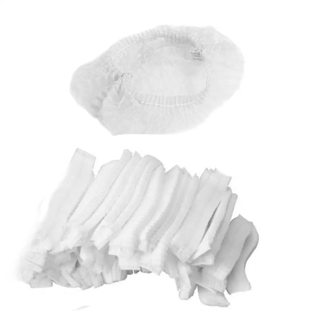 50pcs/pack Disposable Hair Caps Nets Tanning Catering Cap Non-woven Elastic Stretch Disposable Hair Cap