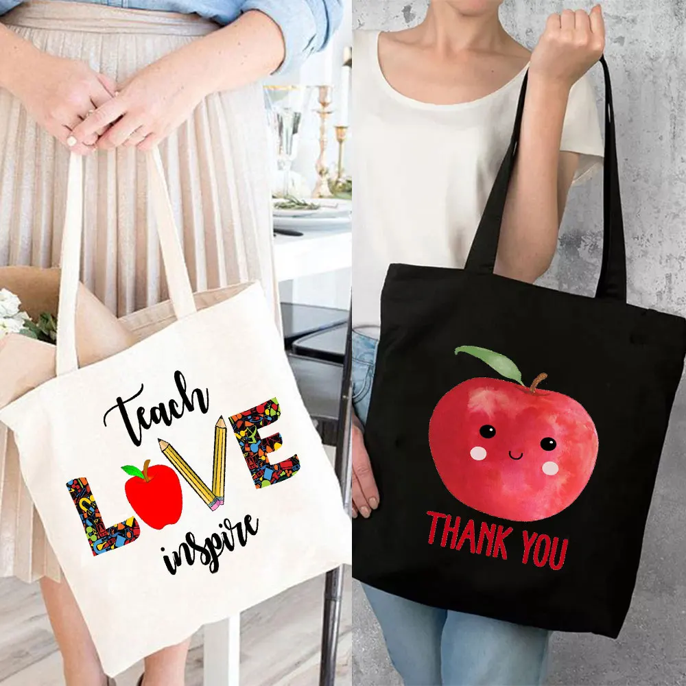 Any Custom Name Gift Personalised Thank You Teacher Rainbow Tote Bag Book Bag School Leaving Present for Teacher Mothers Day