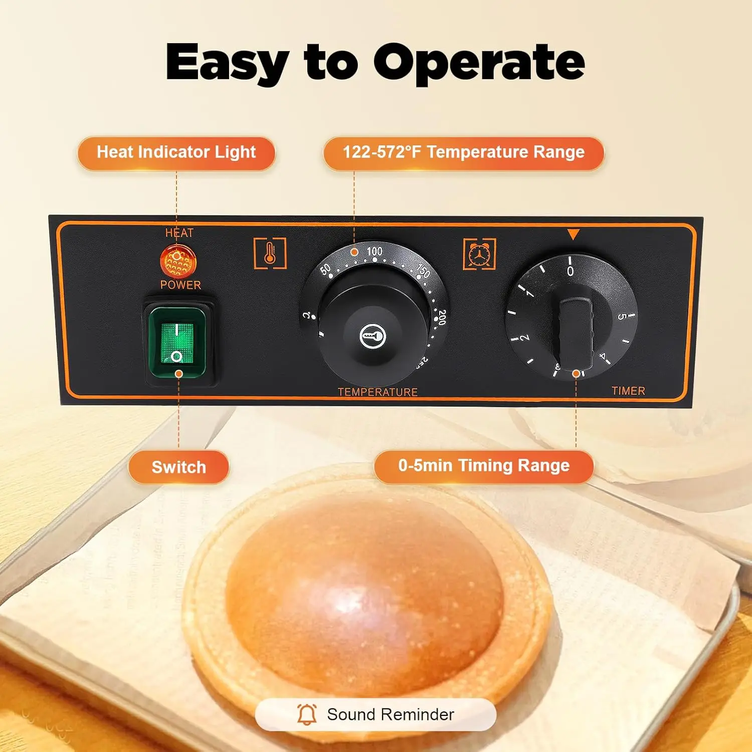 ماكينة خبز البرجر الكهربائية من الفولاذ المقاوم للصدأ 201، ماكينة صنع البرجر التجارية بقدرة 1.2 كيلو وات، 180 °   صانع الساندوتشات الآيس كريم الدوارة