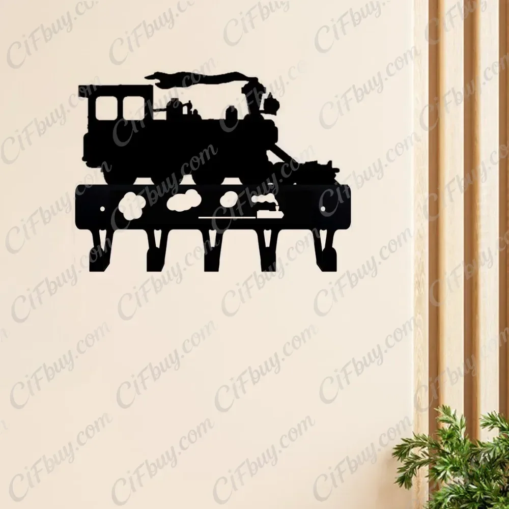 CIFBUY Steam Train Metal Wall Art Key Holder Iron Coat Hook Rack Entryway Home Decor Gift Rustic Plaque