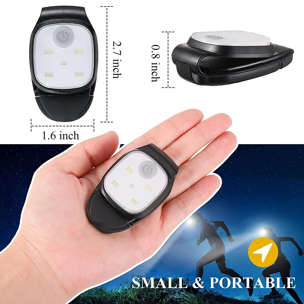 Lámpara de Clip LED recargable por USB, 4 modos de iluminación, luz de seguridad para correr, trotar, caminar de noche, pesca, senderismo