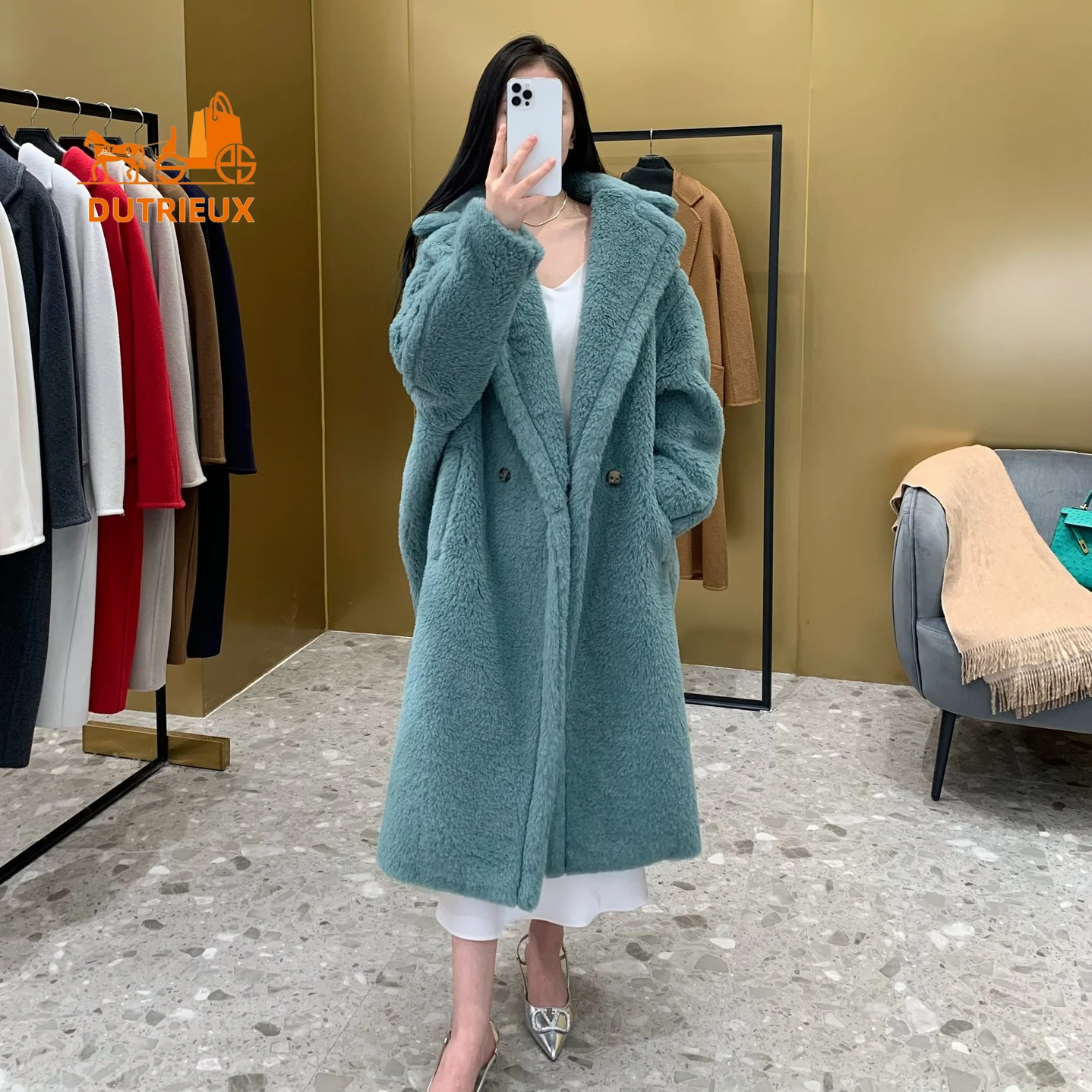 New Teddy Coat for Women,62% Alpaca 26% Wool 12% Silk, 2024 New Winter Teddy Coat Jacket Long Fur Coat, Genuine Fur Coat Women