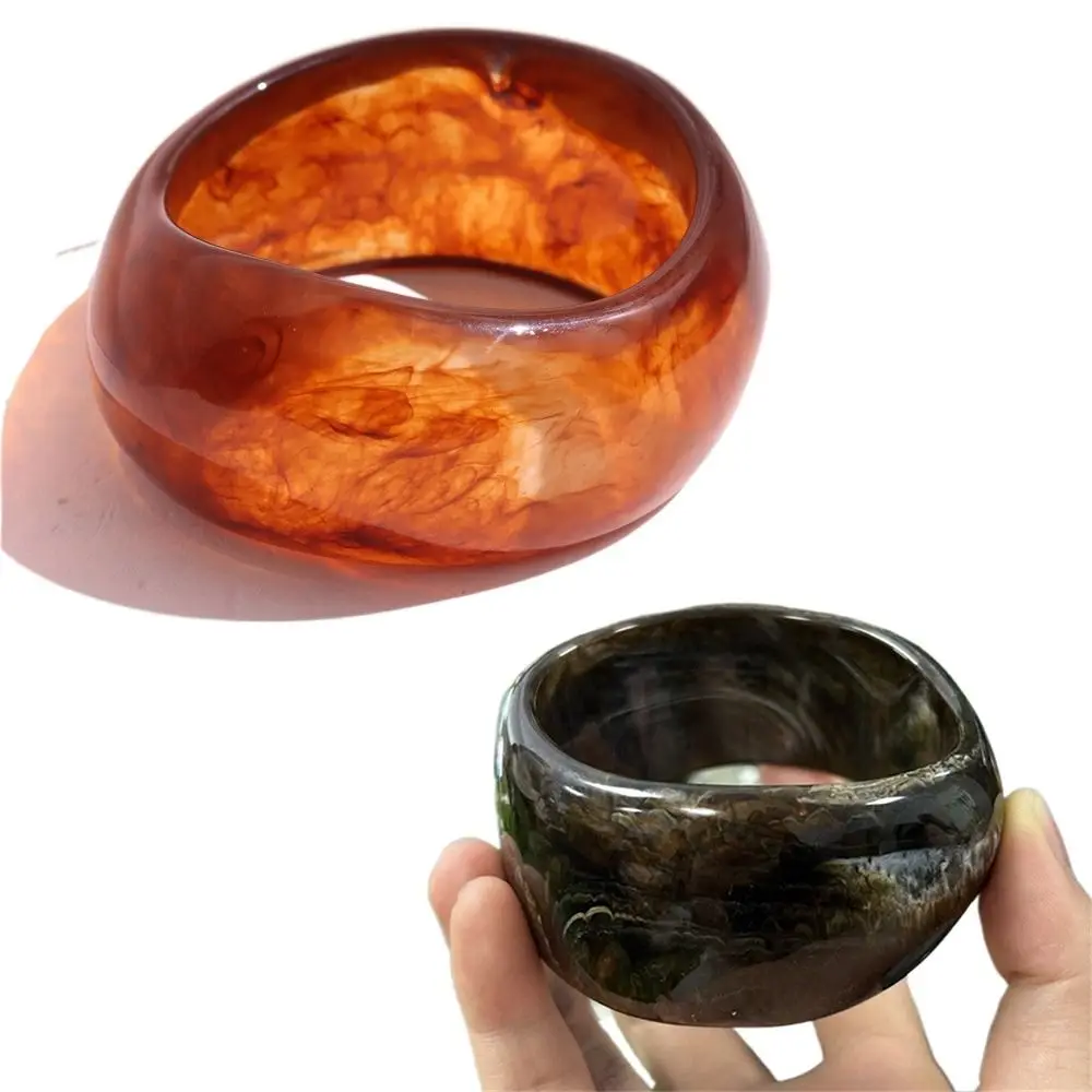 Onregelmatige geometrische hars armband brede gevlekte acryl polsband duurzame lichtgewicht dikke wikkelarmband meisjes