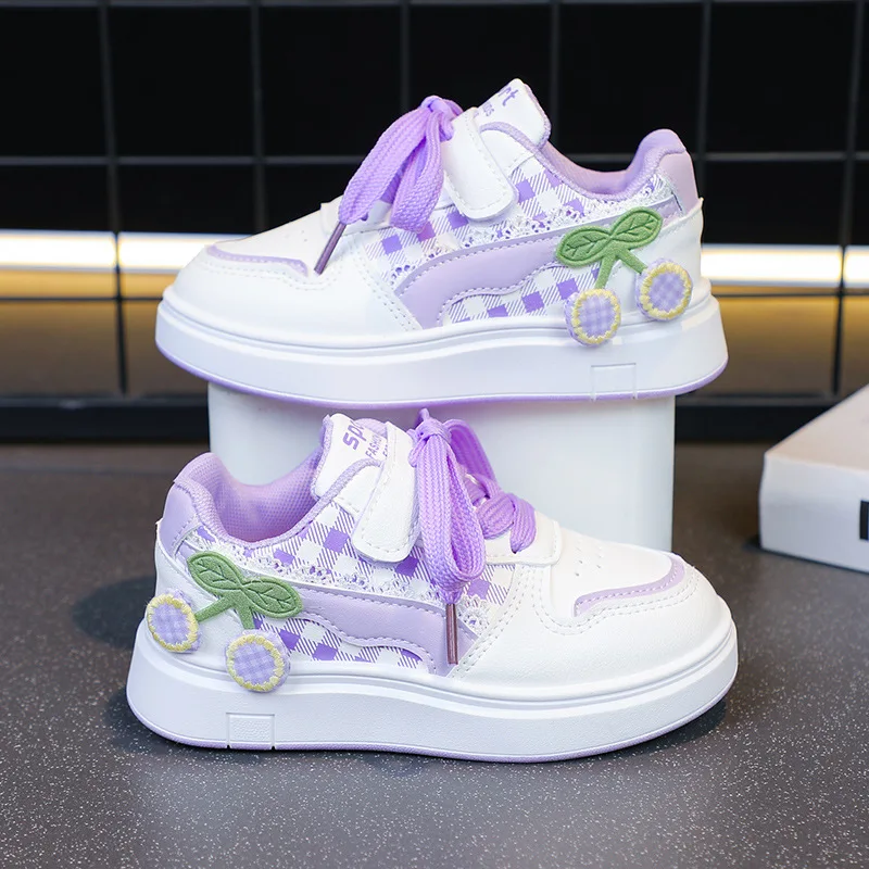 Teenagers Kids Outdoor Sneakers Student Girls Cute Cherry Sports Shoes Comfortable Soft Sole Running Shoes Casual Tennis Shoe