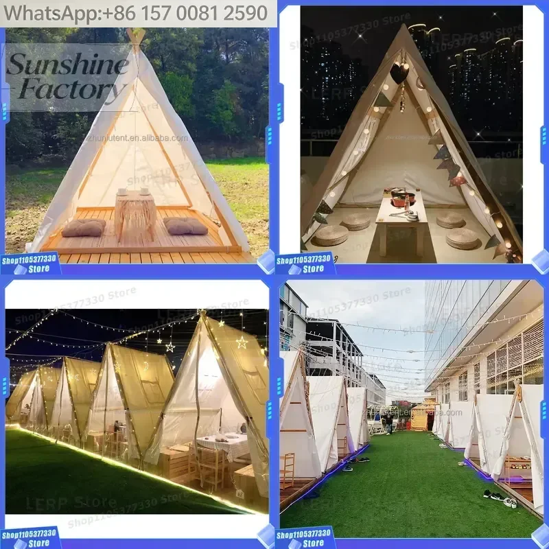 House-type Hot Pot Tent A-Shaped Waterproof Camping Tent Four Season Triangular Outdoor Camping Picnic Cater Hot-pot