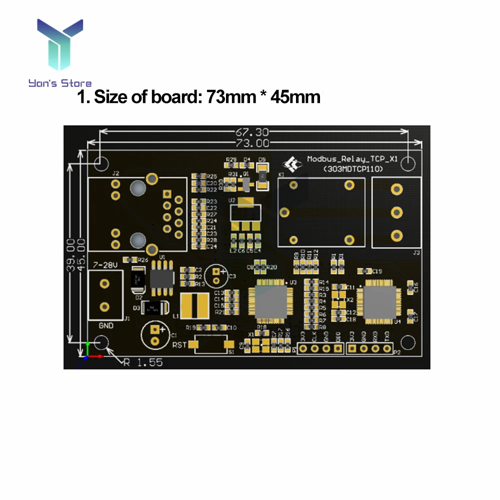 Modbus RTU Single Network Relay Module 32-bit MCU STM32F103C6T6 Onboard W5500 TCP/IP protocol Ethernet LAN Control 1 Way Output