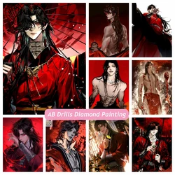 Tian Guan Ci Fu Anime Diamond Painting AB Drills Red Hua Cheng San Lang Cross Stitch Art Heaven Official's Blessing Wall Decor