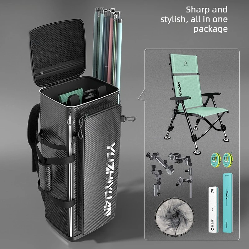 

Fishing Chair Bucket Bag Multi-Functional Double Shoulder Backpack for Tackle Storage, Anti-Slip Shockproof Portable for Outdoor