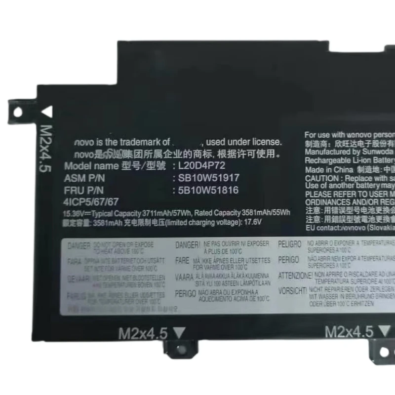 New L20M4P72 L20L4P72 L20C4P72 L20D4P72 SB10W51914 1916 5B10T52815 5B10W51815 Battery For Lenovo ThinkPad X13 T14S 2nd Gen2 Gen3