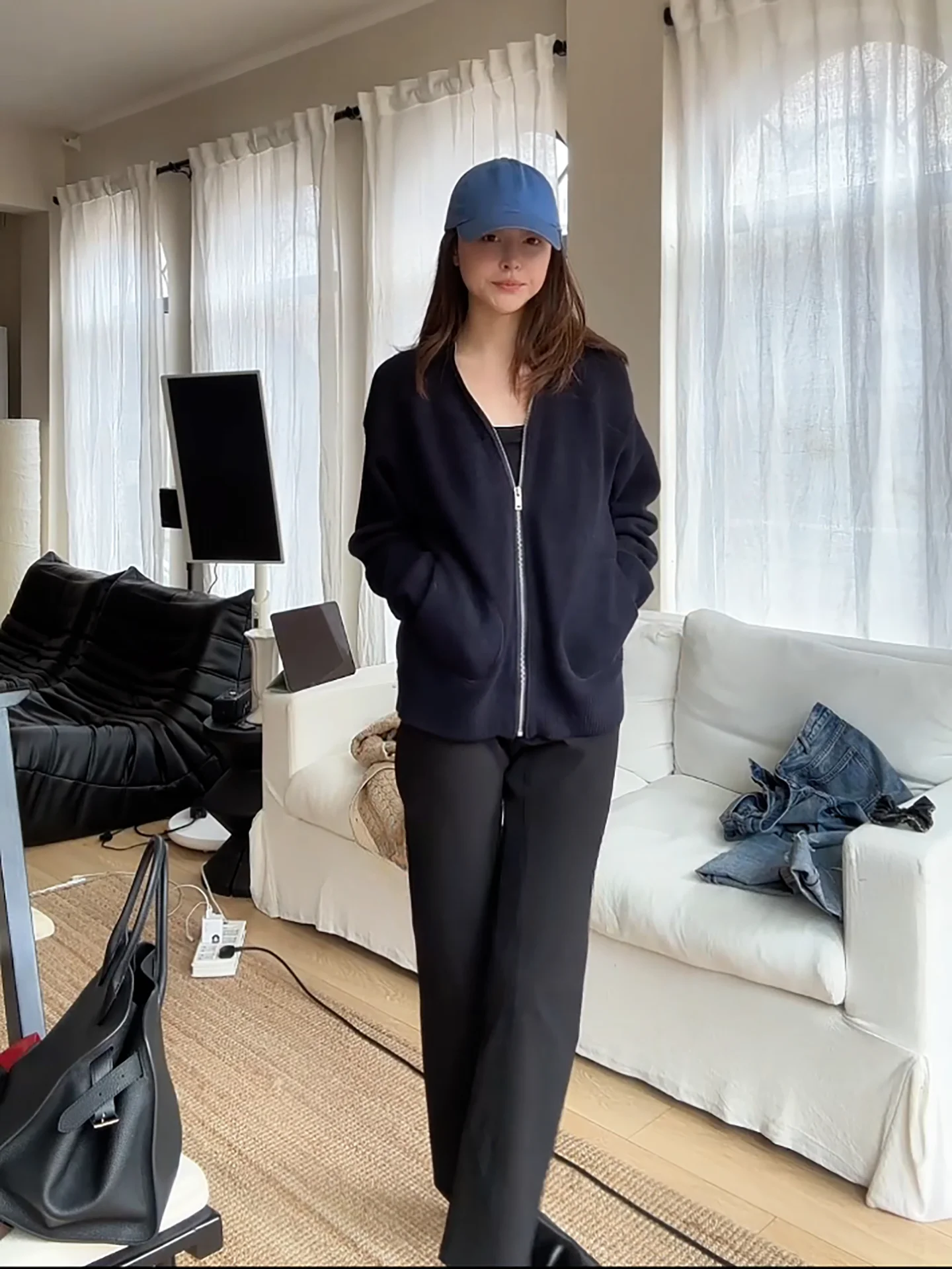 

Шерстяной кардиган BAIBAIYE на молнии, длинный, теплый, женский, модная верхняя одежда, пальто, маленький размер, французский стиль, Z25FD70