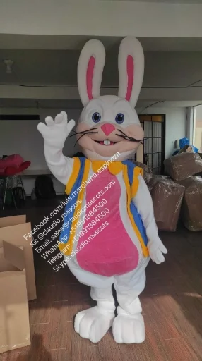 

A New Adult Hot Sale Foam Pink Easter Bunny Rabbit Cartoon Mascot Costume Plush Christmas Fancy Dress Halloween Mascot Costume
