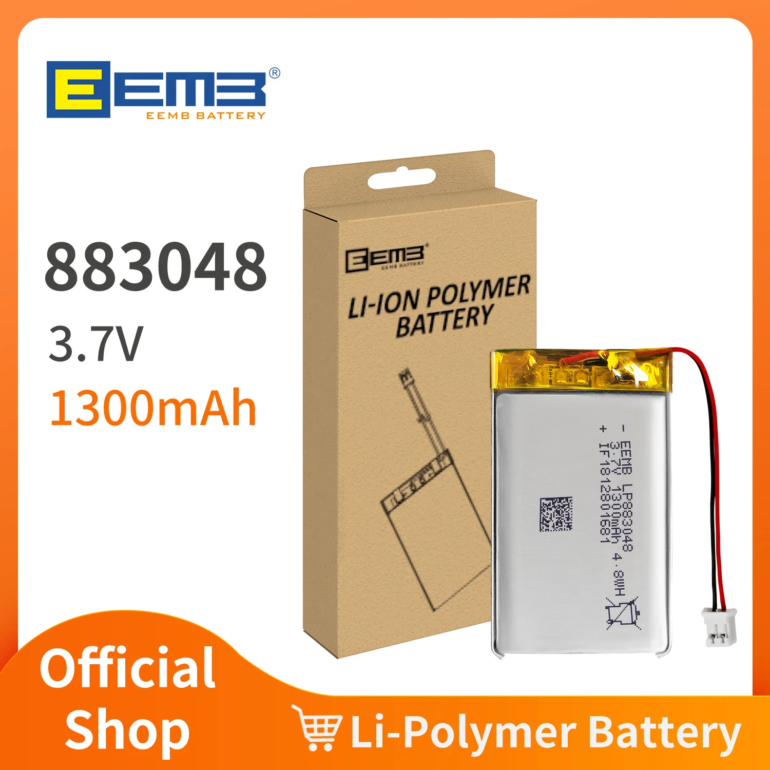 EEMB 1~10SZT 883048   Akumulator litowo-polimerowy 3,7 V 1300 mAh do akumulatora VXI Blue Parrott LP 963450