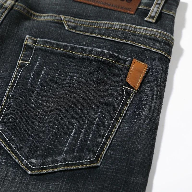 Męskie szorty jeansowe na lato 2026, elastyczne spodnie dżinsowe, ciemnoniebieskie, modne, slim fit, proste, krótkie dżinsy męskie, hombre. — zdjęcie 6