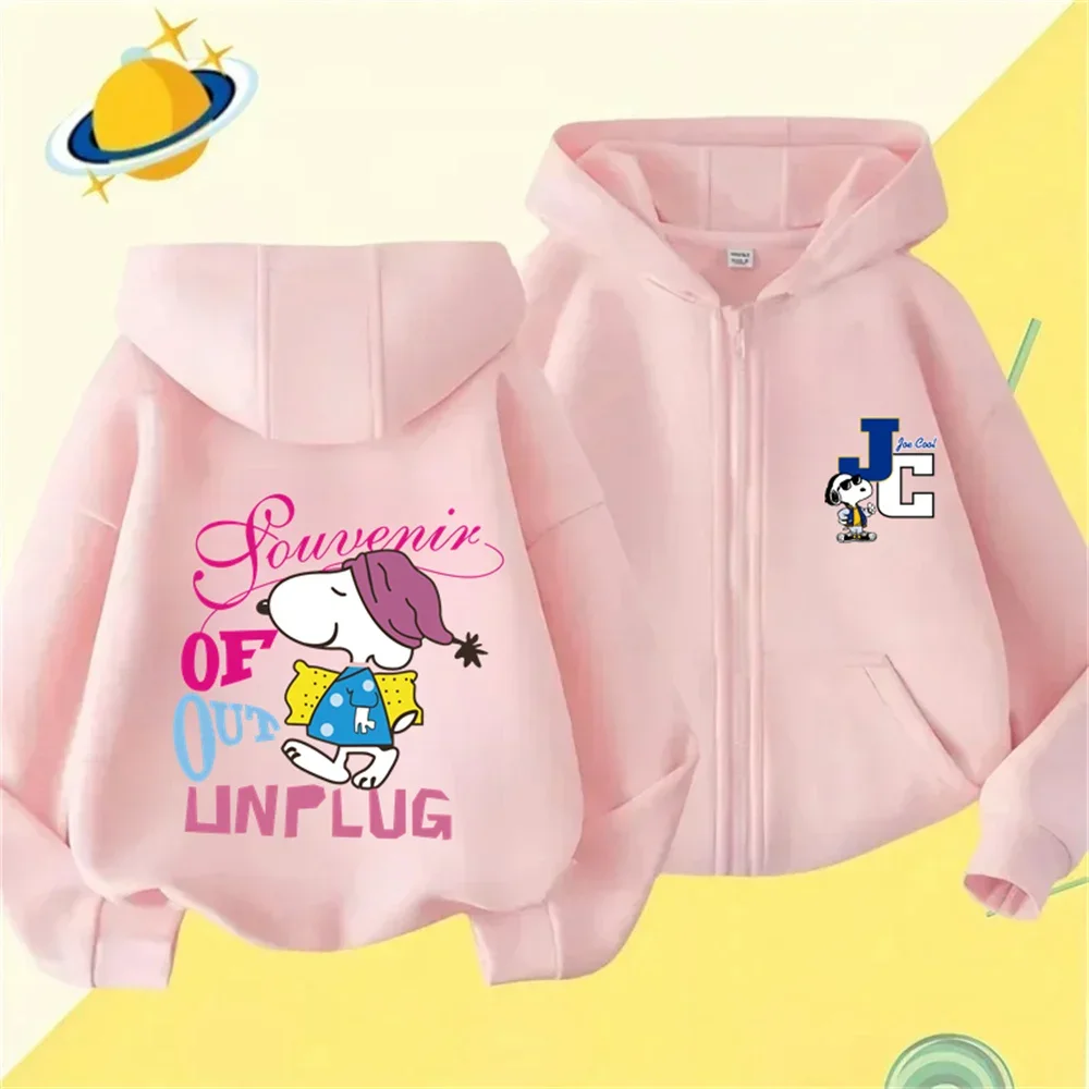 

Children's Sports Brand Snoopy Hoodie Boys and Girls Fashion Outdoor Zipper Hoodie Spring and Autumn Warm Cute Printed Top