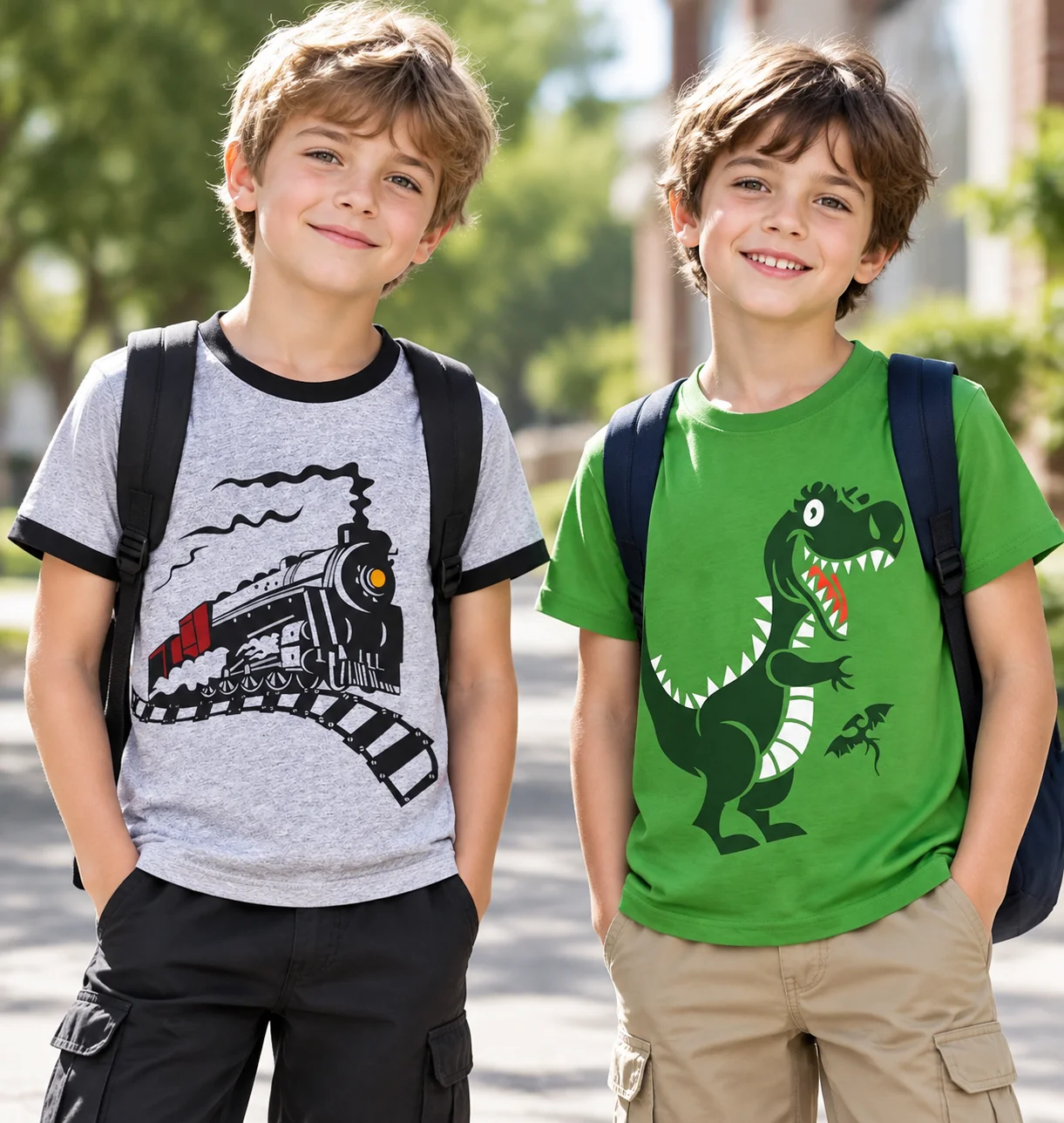 Little Hand Baby Boys Train Print Tops Cartoon Dinosaur Tees Kids Cotton Summer Short Sleeves T-Shirts for 2-7 Years Toddler